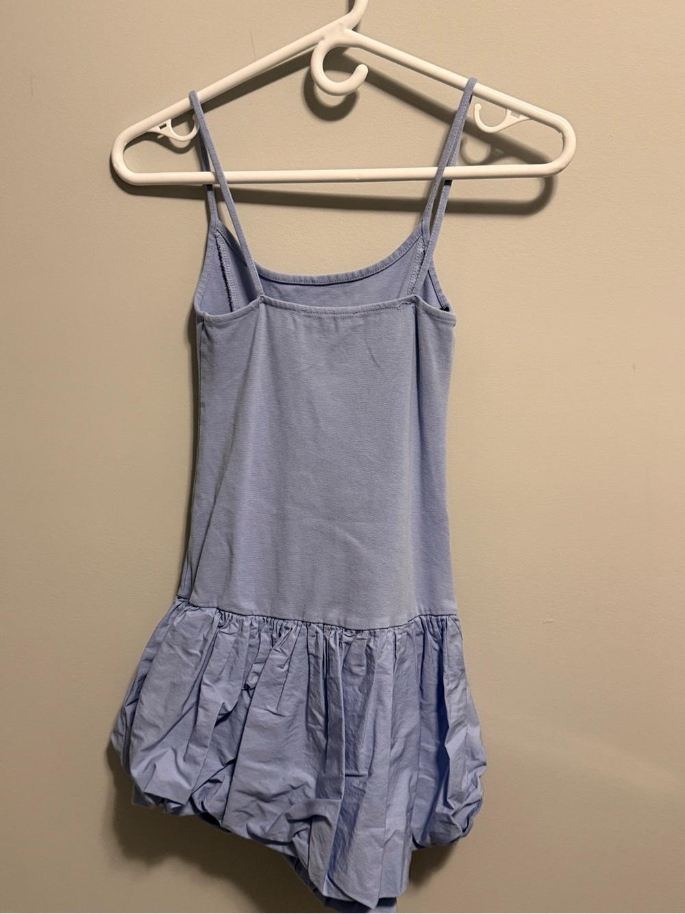 Pull&Bear Light Blue Spaghetti Strap Bubble-Hem Mini Dress